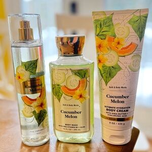 NEW 3 piece Cucumber Melon Bath & Body Works body cream, wash, fragrance mist